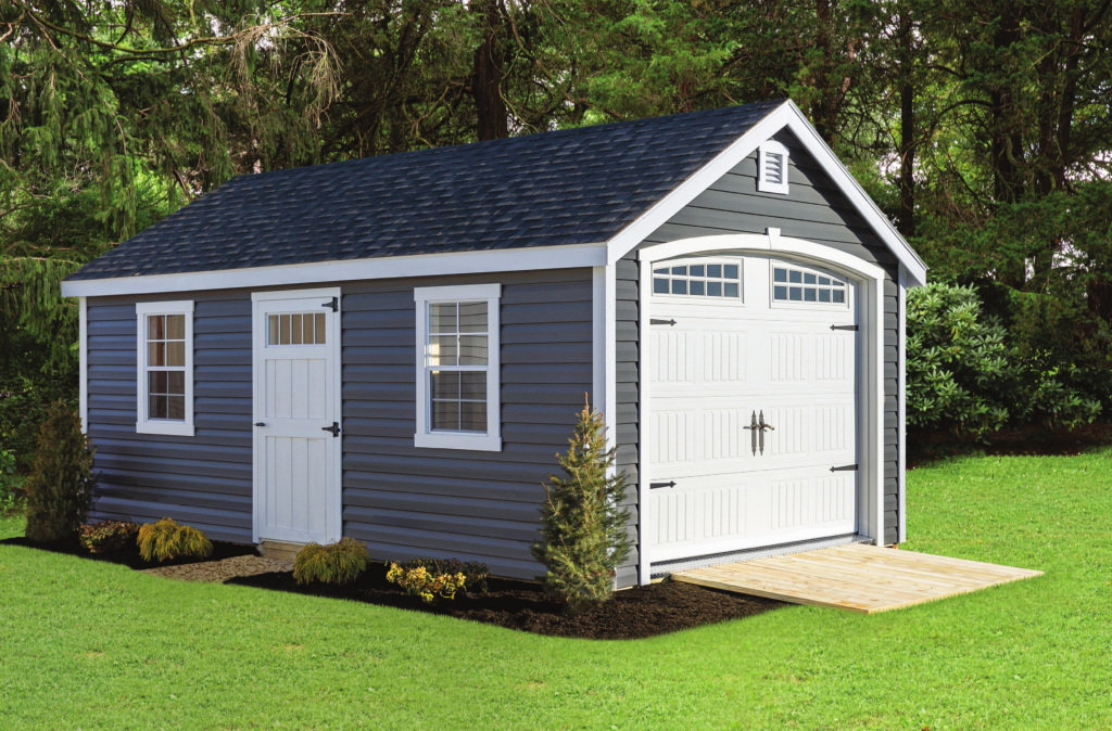 Single-car garage with overhead door